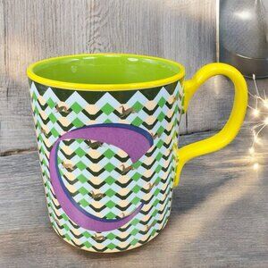 Anthropologie Parker Stoneware Monogram Mug Letter C Micro Geo Mug Cup 14.8 oz